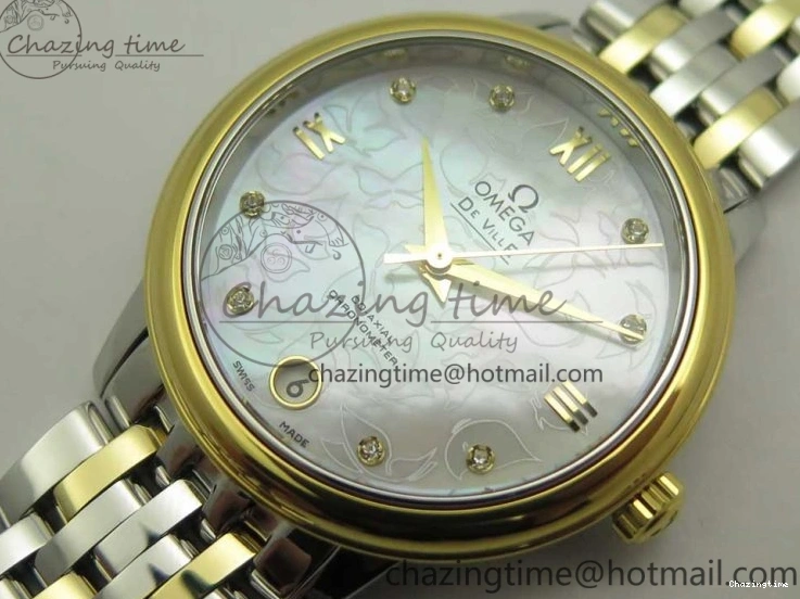 0512 Versatile De Ville Prestige Ladies 32.7mm SS MKF 1:1 Best Edition White MOP Dial Roman Markers on SS YG Bracelet MIYOTA 7967